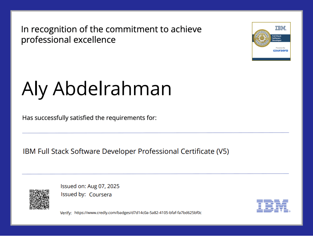 IBM Full Stack Software Developer Professional Certificate